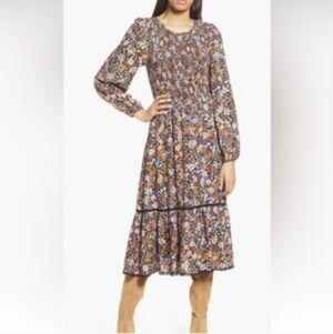 Lost + Wander Multicolor Floral Long Sleeve Dress, Womens Sz Med NWT